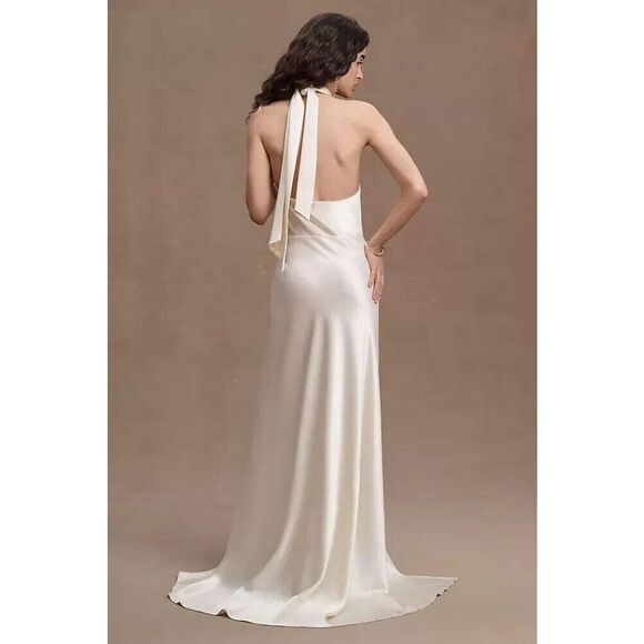 Anthropologie Ronny Kobo Samra Satin Twist-Halter Column Gown $498 - Picture 7 of 13